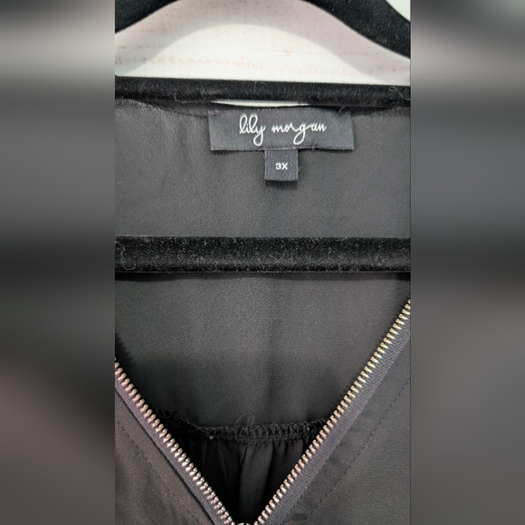 Lily Morgan Sleeveless Black 🖤 🐈⬛ 🖤 Semi Sheer Zip-Front Blouse 3X - Picture 7 of 7